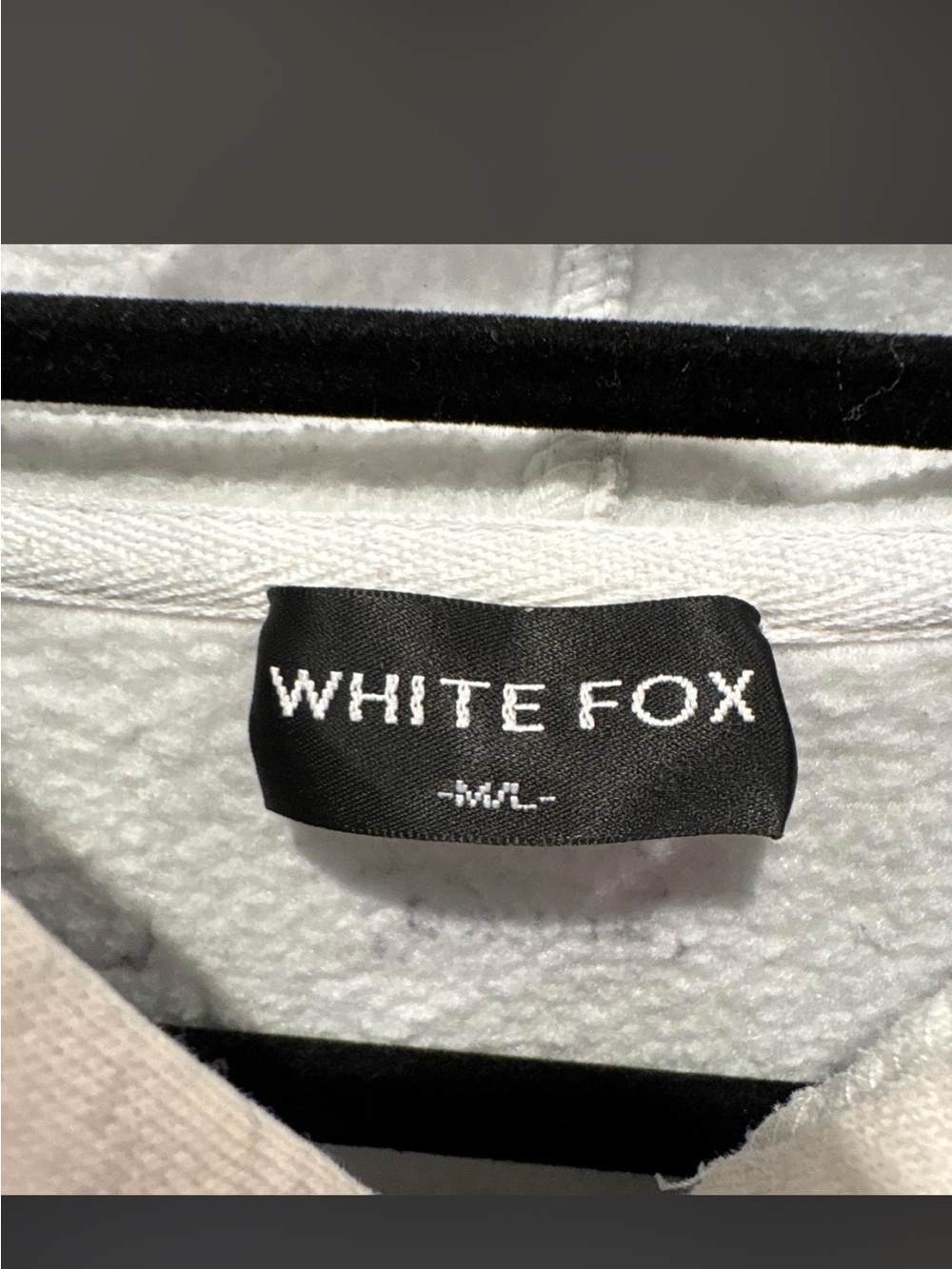 White Fox Boutique gray Pullover Hoodie with Black Label